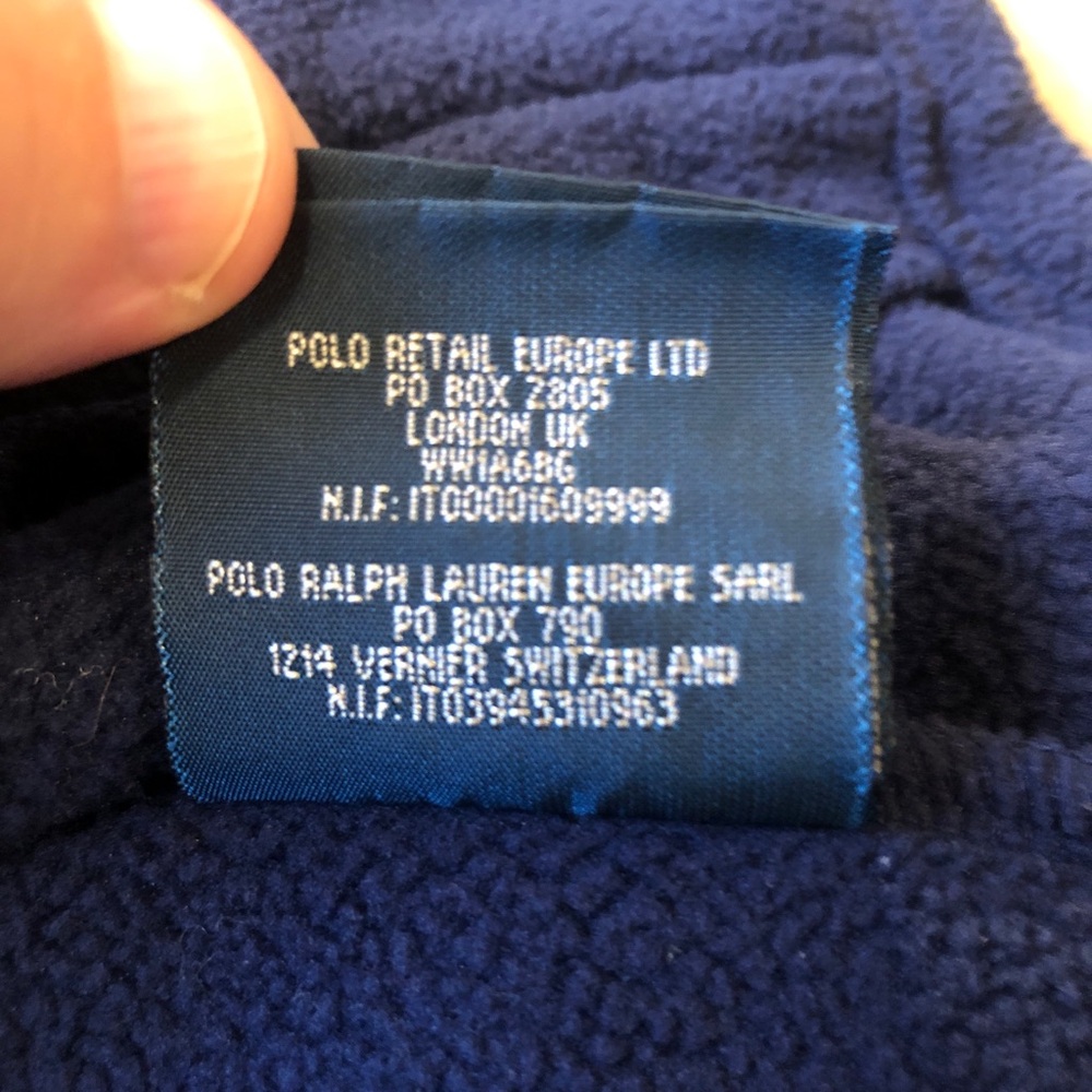 Vintage Polo Ralph Lauren Womens XS Navy Fleece Full Zip Jacket Red Pony Logo - Picture 15 of 16